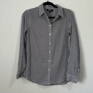DKNY Black and White Striped Button Down Shirt XS